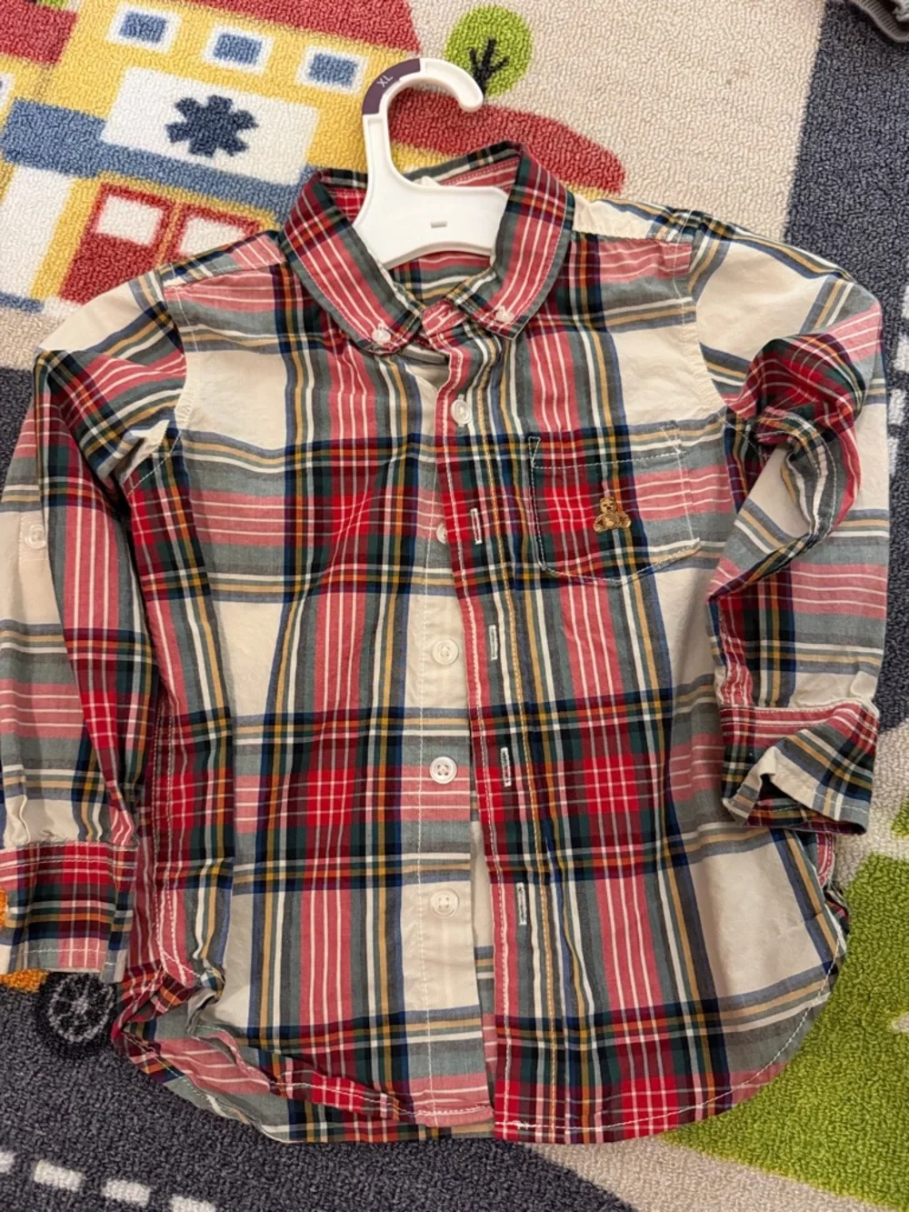 Kids Plaid Button-Down Shirt - Red & Cream